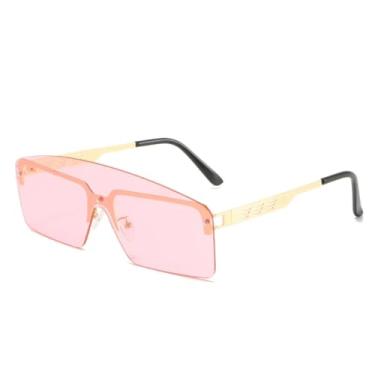 Imagem de Óculos de sol femininos com armação de metal conjugada, tendência da moda, sem aro, peça única de luxo (C6)
