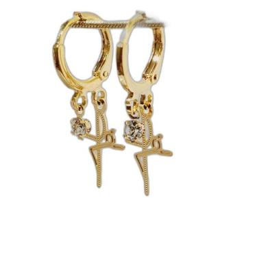 Imagem de Brinco Argolinha Fé Com Ponto Luz Folheado A Ouro 18 K - Milena Jóias