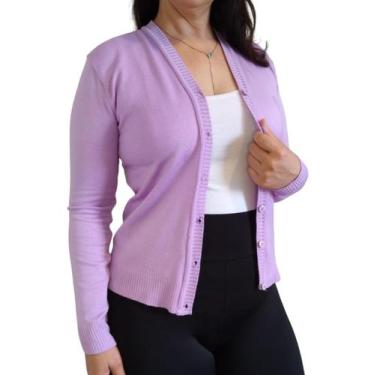 Imagem de Blusa Tricô Cardigan Feminino Suéter Casaquinho com Botões Gola V Lava