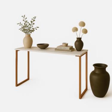 Imagem de Aparador Industrial Pés Cobre Tampo Branco White