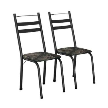 Imagem de Conjunto 2 Cadeiras Leia Artefamol, Preto/Flor