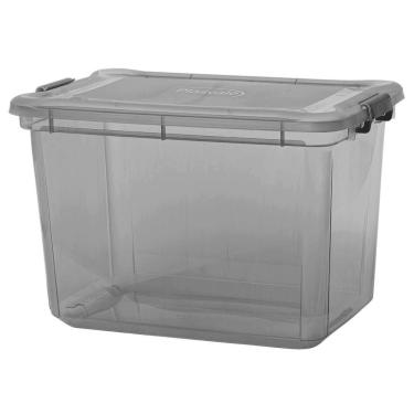Imagem de Caixa Plastica Organizadora Transparente Grande 35 Litros - Plasvale Preto