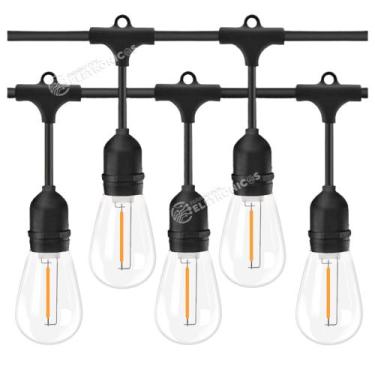 Imagem de Kit Varal de Luz 5m + 5 Lâmpadas LED S14 110V 1W Luz Quente e Econômic