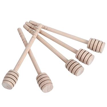 Imagem de MAVIS LAVEN 5Pcs Barra de Mel de Madeira, Palito de Mel Com Ranhuras para Fácil Coleta Cabeça Multinível de Bolo Curto para Mel e Xarope de Bordo