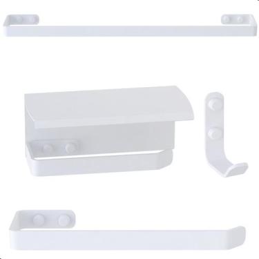 Imagem de Kit Acessórios Para Banheiro Branco 4 Peças Zmt - MetalCromo