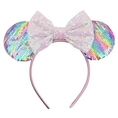 Imagem de Bandanas Mouse Ears Foeran Shiny Bows, lantejoulas para meninas e mulh