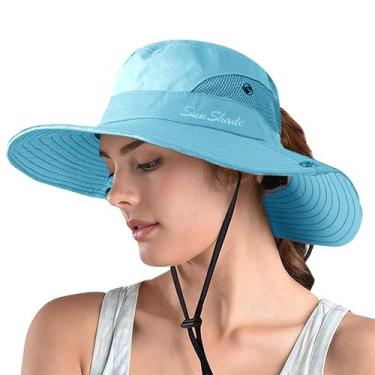 Imagem de Chapéu de sol feminino ZOORON com rabo de cavalo Safari, proteção UV, 