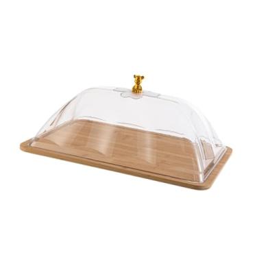 Imagem de Baoblaze Bandeja para servir alimentos com tampa transparente, reutilizável, prática, à prova de poeira, prato de sobremesas, prato de frutas para lojas de, L