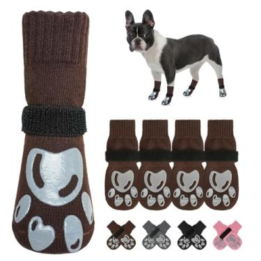 Imagem de BEAUTYZOO Meias para cães para evitar lamber patas - botas de cachorro e protetores de patas com garras em pisos de madeira, sapatos para cães para pavimento quente/frio pequenas, médias grandes