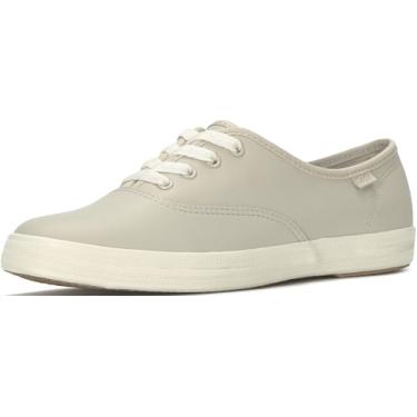 Imagem de Keds Tênis feminino Champion de couro com cadarço, Aveia, 8 Wide
