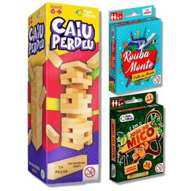 Imagem de Kit Caiu perdeu + Rouba monte + Jogo do mico 2 em 1 Pais e Filhos