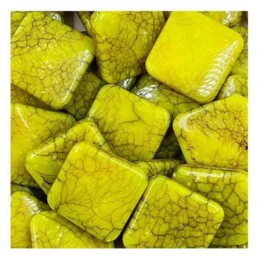 Imagem de Miçanga Pastilha 31x31mm 50pçs Mostarda Marmorizado Balão 200g - Macal