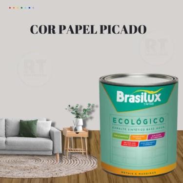 Imagem de Esmalte Sintético Brasilux Base Água Ecologico Cor Cinza 800ML Brilhan