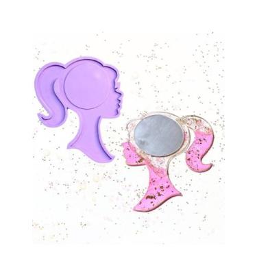 Imagem de R516 molde de silicone barbie espelho de mão resina decorar - confeita