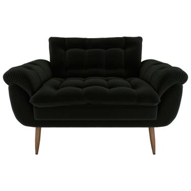 Imagem de Sofá Namoradeira Pequeno Confortável 1,25 Larg Xangai Matrix Veludo Preto Veludo Preto