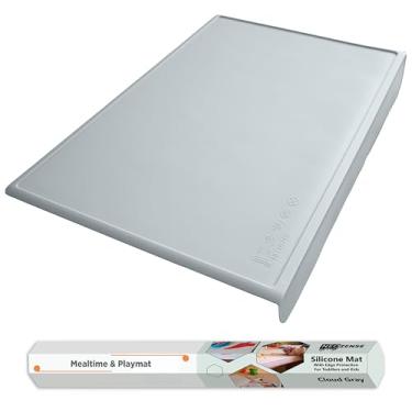 Imagem de Tapete de silicone para pintura, PlayDoh e projetos de arte com borda de segurança de proteção de ângulo – Jogo americano para crianças e crianças – Tapete de comida antiderrapante e livre de BPA