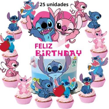 Imagem de Topo De Bolo De Aniversário Stitch, Decorações Para Festas E Temas - M