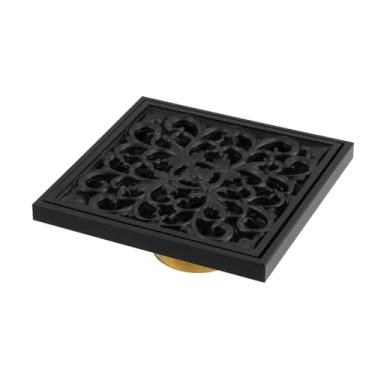 Imagem de Wealrit Filtro de ralo de piso de chuveiro de 3,94 polegadas com grade de cobertura removível; coletor de cabelo ralo de cobre quadrado para banheiro casa Kitcen piso 10 cm x 10 cm - estilo 02