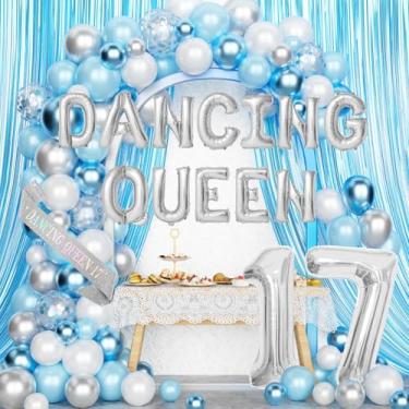 Imagem de Costova Decorações Para Festa De 17 Anos Da Dancing Queen, Azul Retrô, Última Discoteca, Aniversário Com Guirlanda Balões, Arco, Franjas, Cortinas, Faixa, Tiara, Decoração Temática Mamma Mia