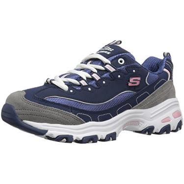 Imagem de Skechers Tênis feminino D'Lites Memory Foam com cadarço, Branco marinho, 39