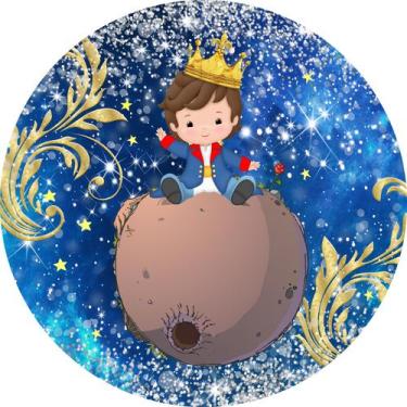 Imagem de Painel de Tecido Sublimado Redondo Pequeno Príncipe Planeta e Estrelas