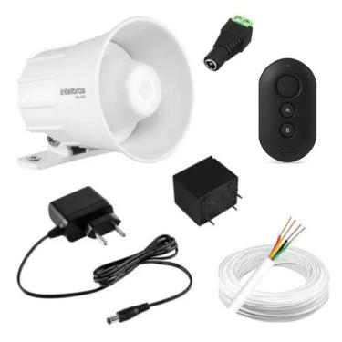 Imagem de Kit Alarme Sirene Intelbras SIR 1000 com Fonte e Controle Remoto