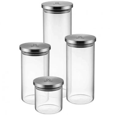 Imagem de Conjunto de Potes Herméticos 4 Peças em Vidro com Tampa Inox Electrolux