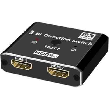 Imagem de NCGGY Interruptor HDMI 2.1 2 em 1 saída 8K @60Hz 4K @120Hz, interruptor divisor HDMI Ultra HD 48Gbps, suporta VRR HDR10+ Dolby Atmos, compatível com laptops TV PS5/4 B0X projetor de PC