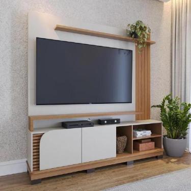 Imagem de Home Theater Jurerê 1.80 mt com Portas Curvas Off White Matte / Freijó