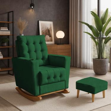 Imagem de Poltrona Duna Amamentação Balanço e Puf Verde