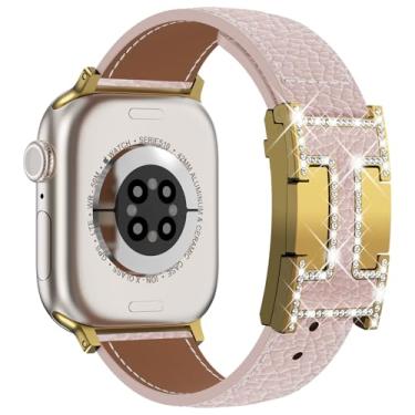 Imagem de CHANCHY Pulseira magnética de couro compatível com Apple Watch Ultra SE séries 10/9/8/7/6/5/4/3/2/1 de 40 mm, 38 mm, 41 mm, 42 mm, 45 mm, 46 mm, 40 mm, 38 mm, 41 mm, 44 mm, 45 mm e 46 mm