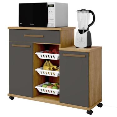 Imagem de Fruteira Teresina 2 Portas 1 Gaveta Cinamomo Grafite Arte Móveis