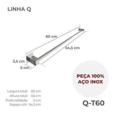 Imagem de Porta Toalha De Banheiro 60Cm Aço Inox 304 -T60Olt