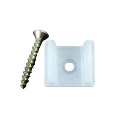 Imagem de Kit 8 Presilha Fixação Mangueira Led 15mm Parafuso Madeira