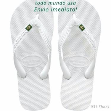 Imagem de Chinelo Sandália de Dedo Brasil Havainas com Bandeirinha Branca ou Pre