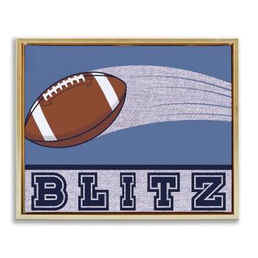 Imagem de Stupell Industries Arte de parede Blitz Vintage Football com moldura dourada flutuante, design por Marcus Prime, 17 x 21