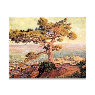 Imagem de Pine By The Mediterranean SeaThéo van Rysselberghe: Impressão em tela neoimpressionista belga chave 70 x 91 cm sem moldura
