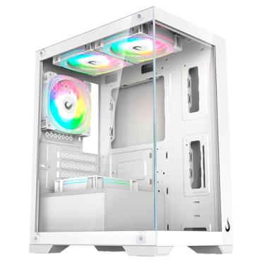 Imagem de Gabinete Gamer Rise Mode Crystal Glass, Mid Tower, Vidro Temperado, USB 2.0 e 3.0, Branco