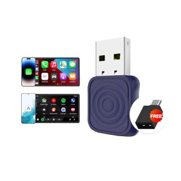 Imagem de Adaptador CarPlay sem fio para iPhone – Carlinkit Mini, compacto e rápido, Plug & Play, converte com fio para sem fio, para OEM W ired CarPlay e W ired Android Auto Cars (USB-A/Type-C)