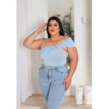 Imagem de Body Plus Size Um Ombro Detalhe Fivela - luh may, Azul, G1