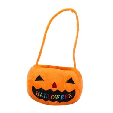 Imagem de Sclmgo Balde de Doces de Halloween, Cesta Infantil, Bolsa de Abóbora com Alça Feita de Poliéster Macio para Fácil Transporte para Festa de Halloween, Present