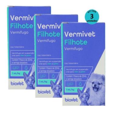 Imagem de Kit Vermivet Filhotes Biovet 20ml COM 3 unidades