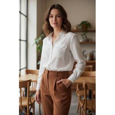 Imagem de Camisa Social Feminina De Manga Longa Casual Elegante Formal - Gisele 