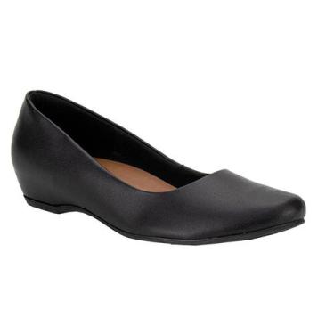 Imagem de Sapato Scarpin Feminino Usaflex Couro Anabela AC0910 Joanete Preto, 35