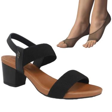 Imagem de Kit Sandália Usaflex Salto Bloco Feminina + 2 Pares de Meias