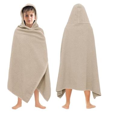 Imagem de ORIGINAL KIDS Toalha de banho com capuz Waffle - Toalha de banho 100% algodão felpudo grande com capuz - Criança grande infantil chuveiro piscina praia - super absorvente secagem rápida fácil cuidado