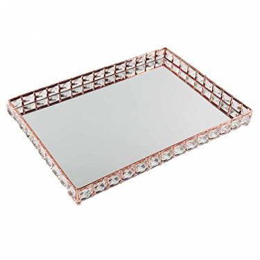 Imagem de Bandeja Decorativa Retangular Rose Gold Cristal com Espelho 40cm KV0251 BTC