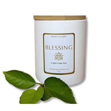 Imagem de Vela Blessing Intention – Invite Grace & Abundance – Vela perfumada de soja de coco para bem-estar emocional – Vela luxuosa pronta para presente da Wendy Kleiner