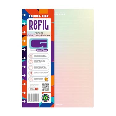 Imagem de Refil Caderno Disco Iscool Pautado Linhas Brancas Color Rainbow 50 F 90g G