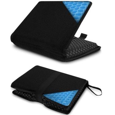 Imagem de 2 almofadas de assento de gel, almofada de assento dobrável de 3 cm de espessura, portátil para cadeiras de escritório, assentos de avião (pacote com 2)